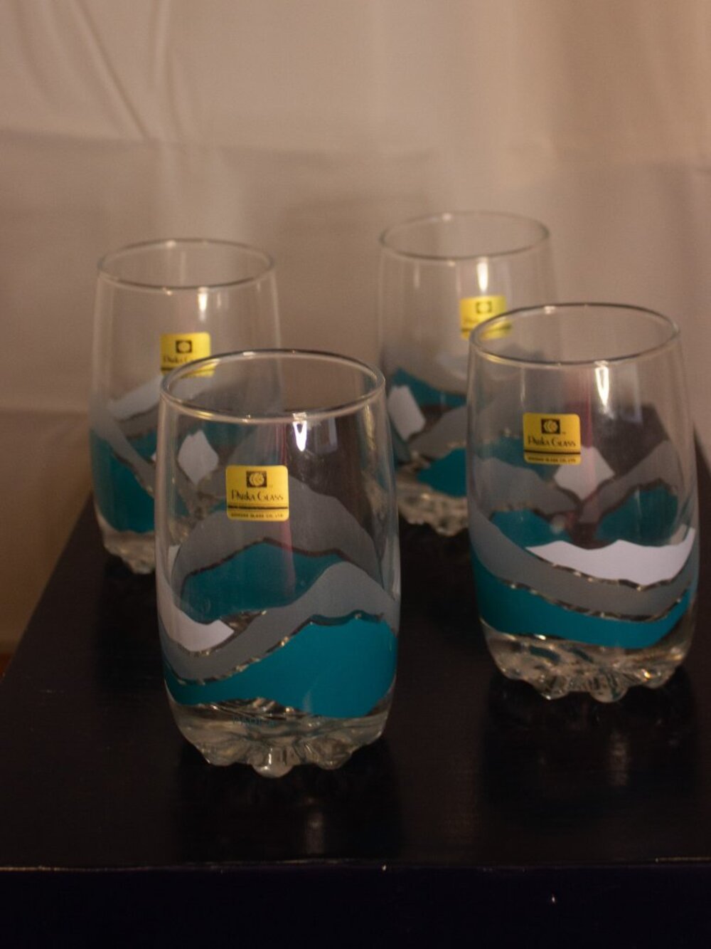 Vintage Parka Glass Tumblers – Set of 4 – Blue Wave Design